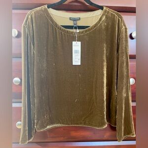 NWT Eileen Fisher Silk Blend Ballet Neck Velvet Top
